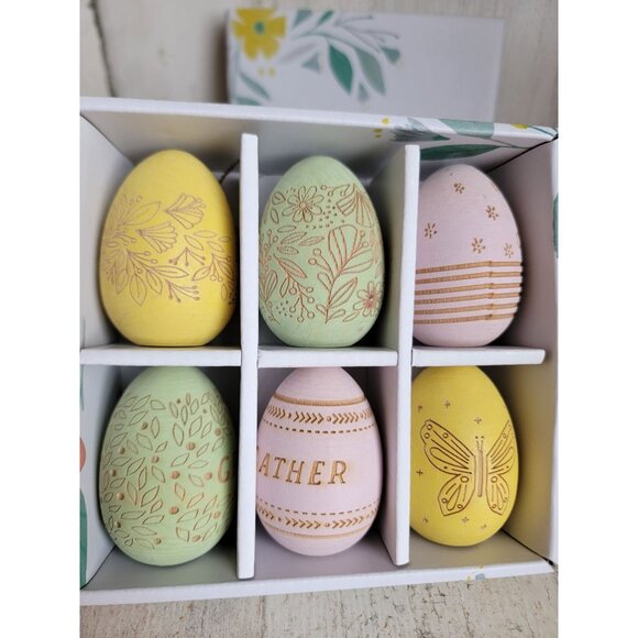 Hallmark egg wooden pastel home decor Easter spring set - Picture 3 of 5